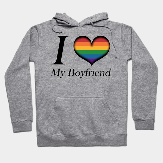 I Heart My Boyfriend Gay Pride Typography with Rainbow Pride Flag